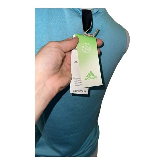 Nwt Adidas women’s extra small baby blue front tie sleeveless workout tee - Picture 3 of 4